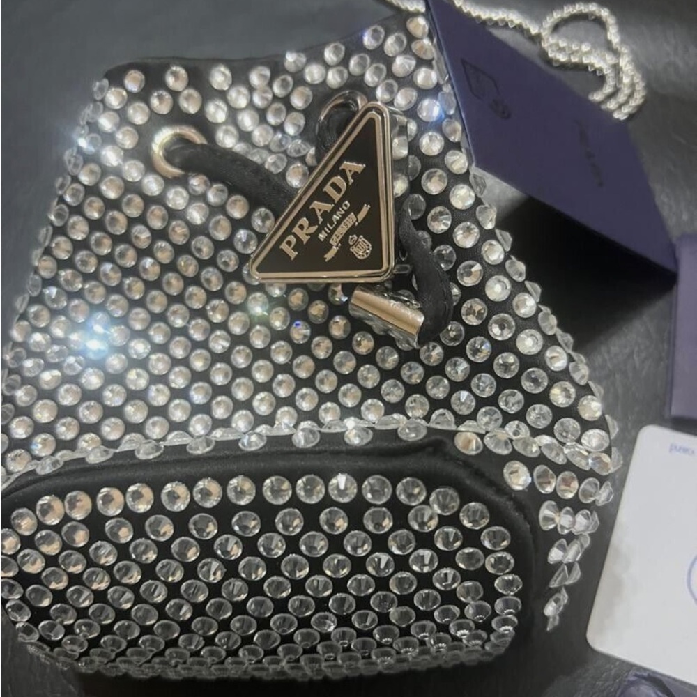 Prada Stud-embellished Logo-Plaque Mini Bag